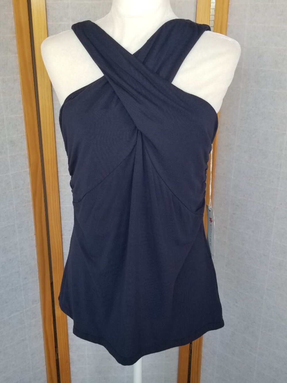 Kiragrace Luxe Halter Top Size XL Marine Navy Twisted Tank NWT